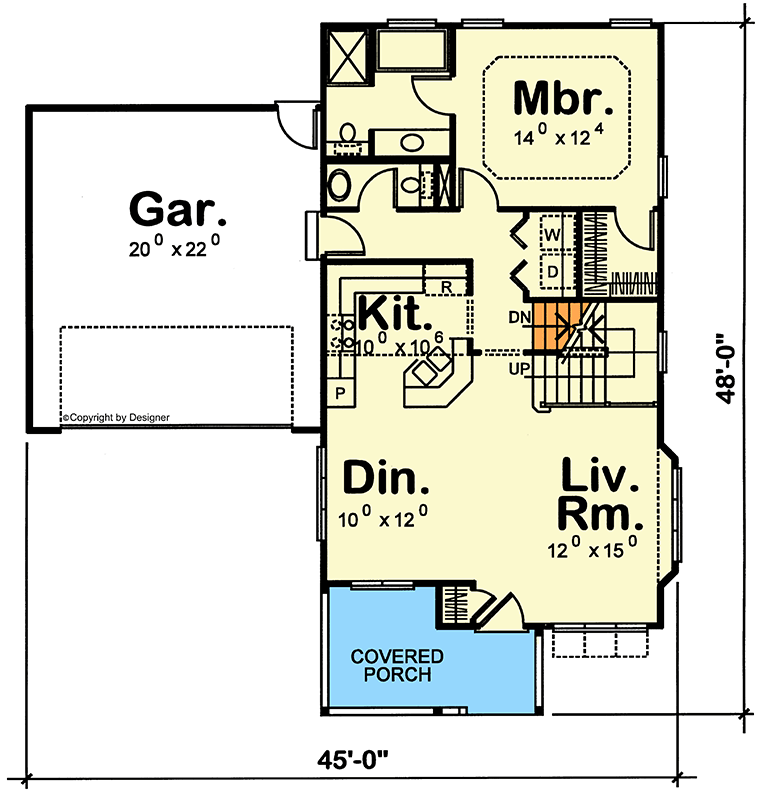 Plan 42762DB: Modern Farmhouse House Plan with Three Bedrooms and Two Car Garage - Floor Plan - Image #5 - Farmhouse, New American, Traditional