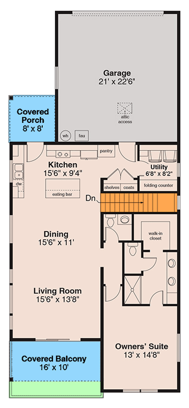 Plan 720188DA: Three Bedroom Ranch House Plan with Two Car Garage - Floor Plan - Main Level - Country, Ranch, Traditional