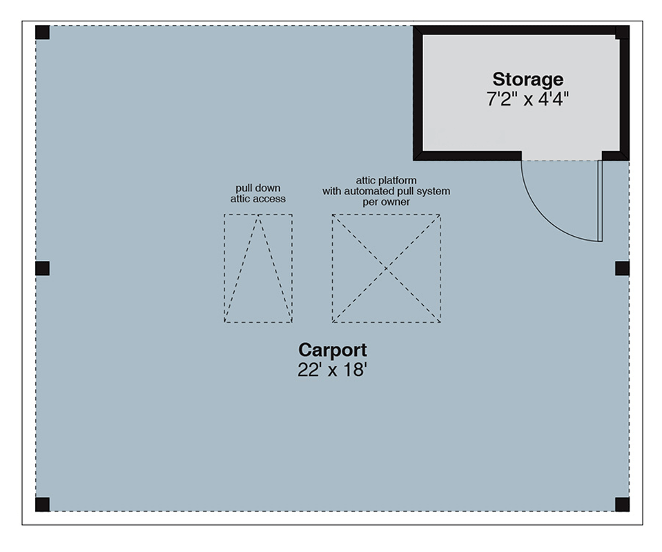 Plan 720189DA: Carport House Plan with Functional Storage Space - Floor Plan - Image #5 - Country, Traditional