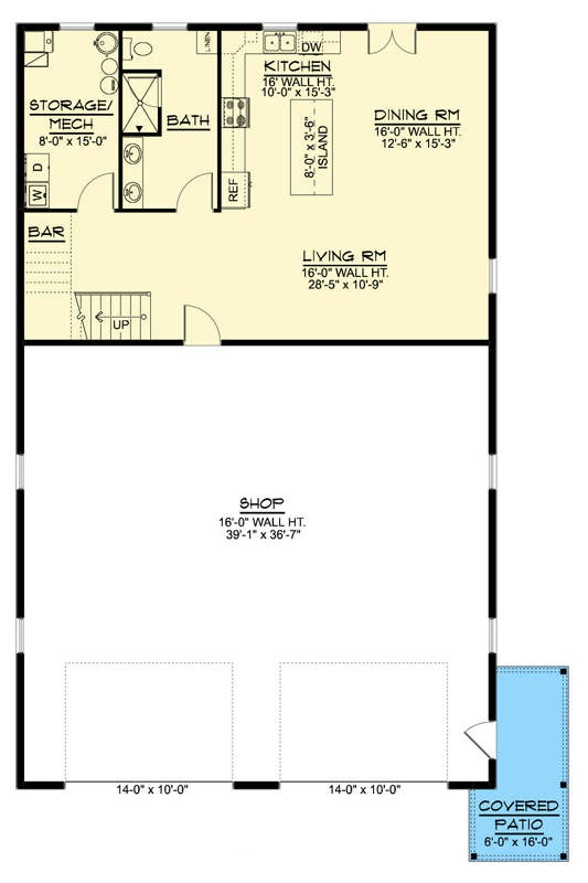 Plan 135433GRA: Barndominium House Plan with Massive Four-Car Garage and Workshop - Floor Plan - Main Level - Barndominium, Country