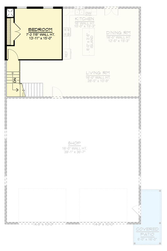 Plan 135433GRA: Barndominium House Plan with Massive Four-Car Garage and Workshop - Floor Plan - 2nd Level - Barndominium, Country