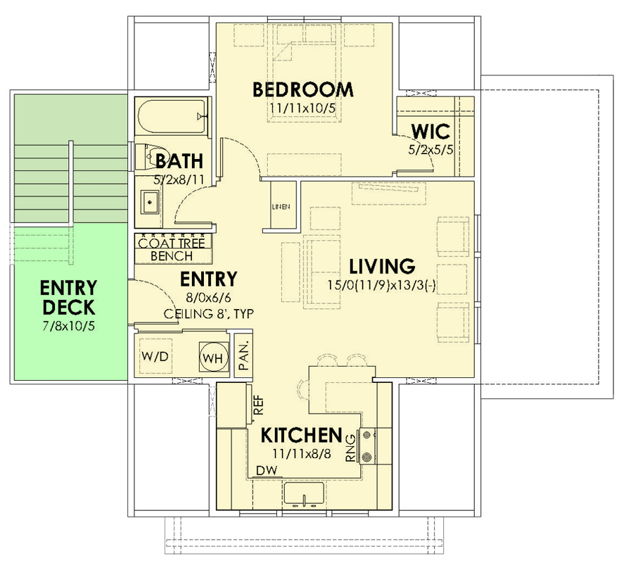 Plan 470320REY: Carriage House Plan with One Bedroom and Spacious Workshop - Floor Plan - 2nd Level - Carriage, Country, Craftsman, Modern Farmhouse