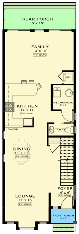 Plan 147074RML: Modern Farmhouse House Plan with 3 Bedrooms and 1972 Square Feet - Floor Plan - Main Level - Farmhouse, Modern Farmhouse