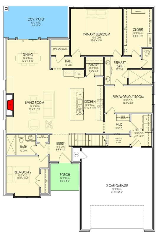 Plan 880016HLN: European-Style House Plan with 4 Bedrooms and 2468 Square Feet - Floor Plan - Image #6 - European, Traditional