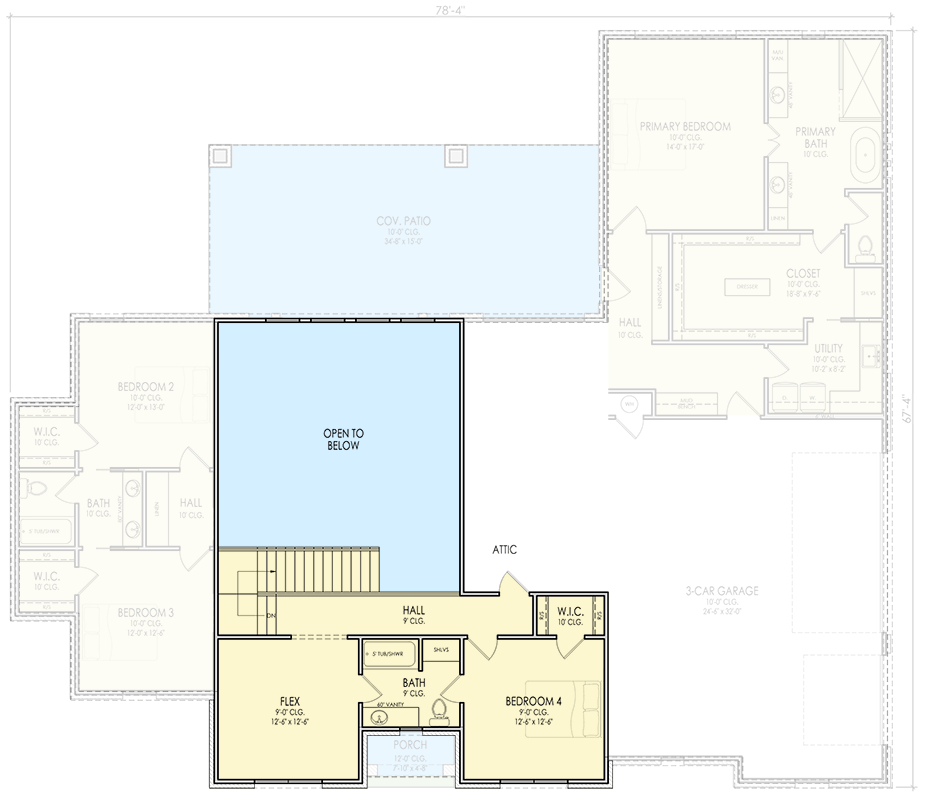 Plan 880017HLN: European French Country House Plan with 4-5 Bedrooms and Side-Entry Garage - Floor Plan - 2nd Level - European, French Country, Modern, Transitional