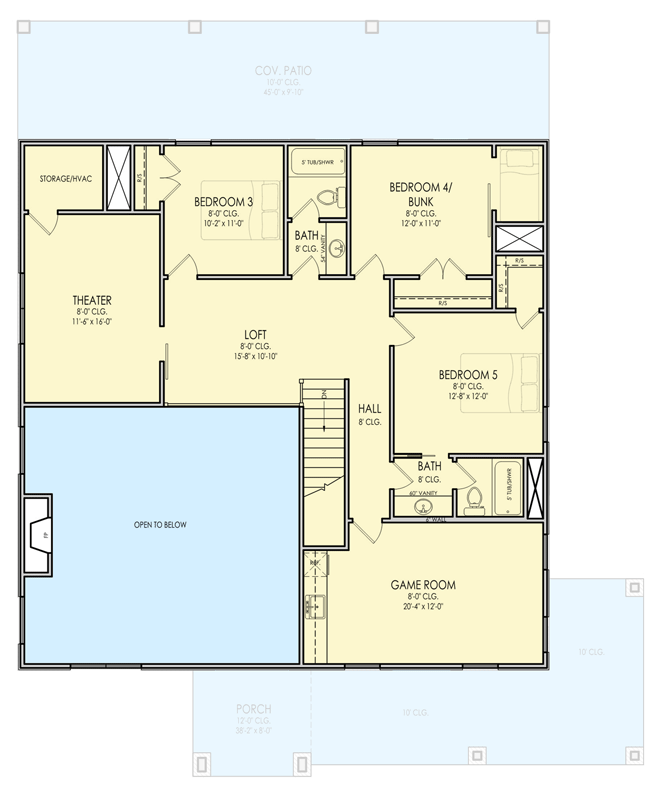 Plan 880019HLN: Modern Barndominium House Plan Featuring Five Bedrooms and Expansive Wraparound Porch - Floor Plan - 2nd Level - Barndominium, Farmhouse