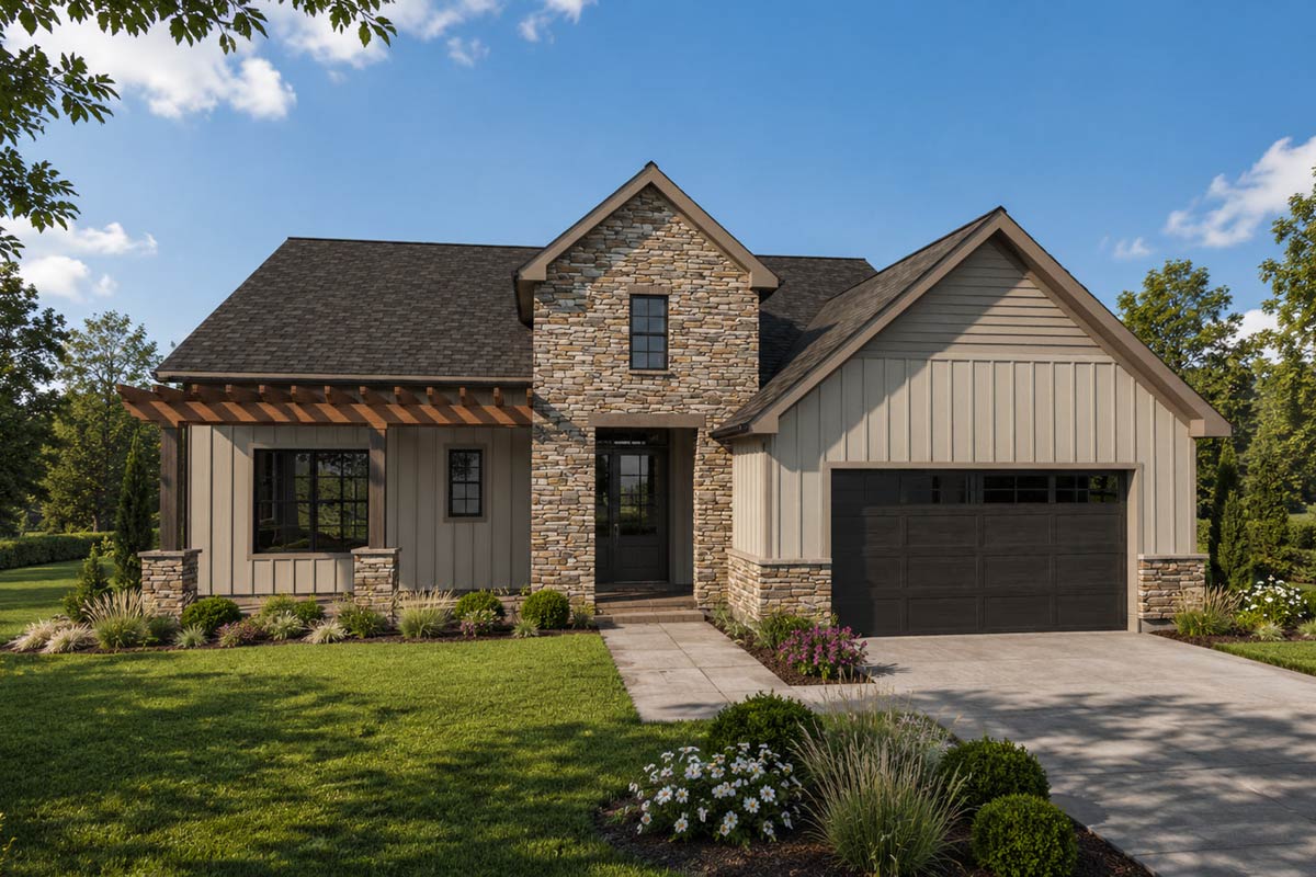 Plan 69921AM: Modern Farmhouse House Plan with Split Bedrooms and Two ...