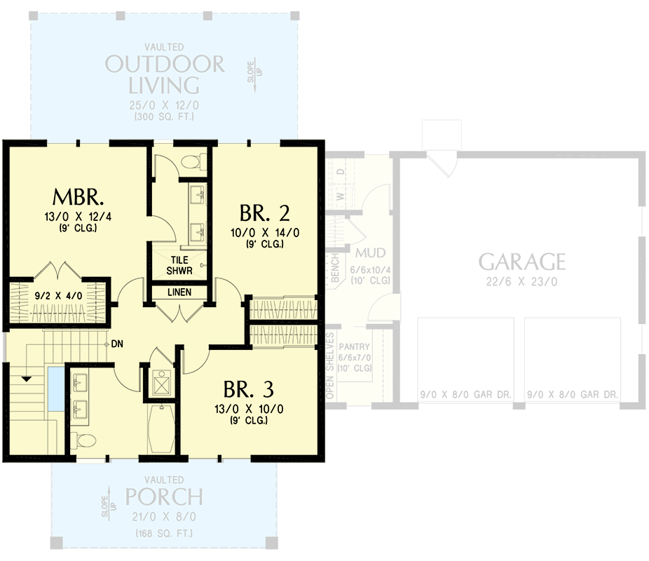 Plan 69922AM: Two-Story Farmhouse House Plan with 3 Bedrooms and Attached 2-Car Garage - Floor Plan - Image #7 - Country, Farmhouse, Modern Farmhouse, New American