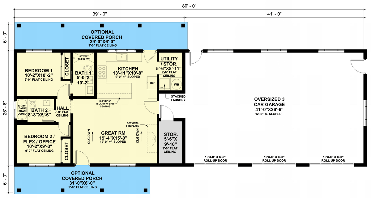 Plan 421044HFC: Sleek Barndominium House Plan Featuring Expansive Three-Car Garage and Flexible Layout - Floor Plan - Image #6 - Barndominium, Country