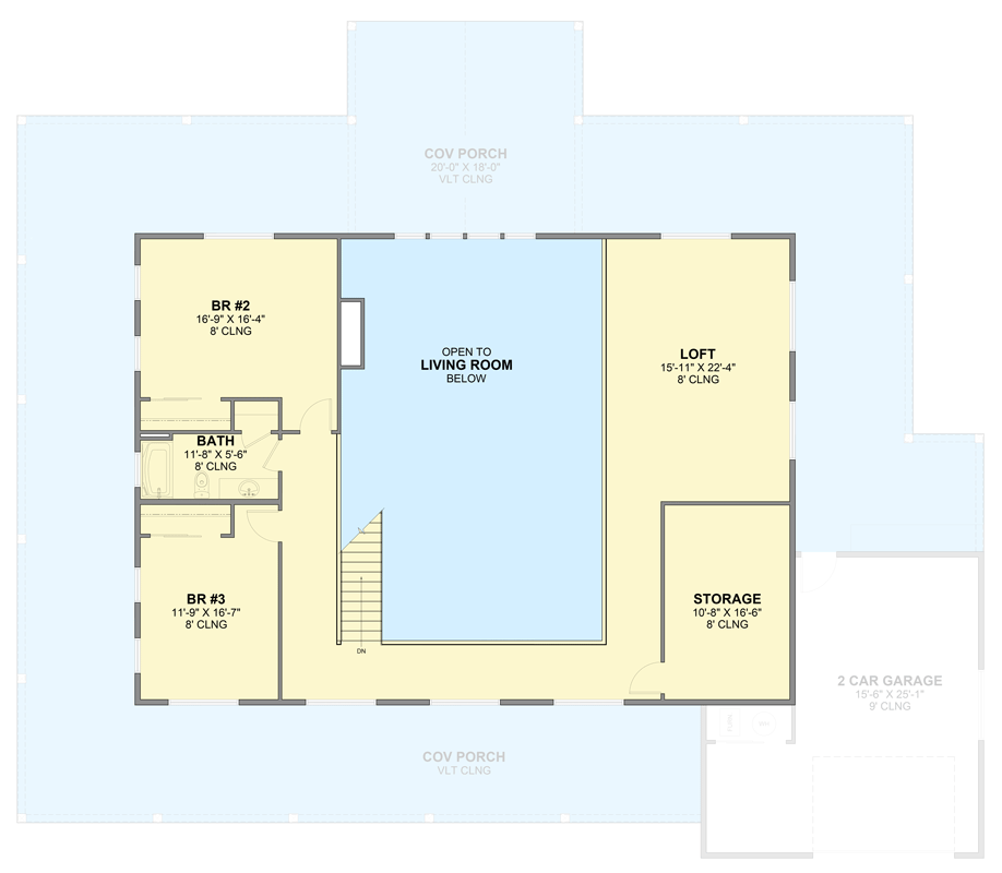 Plan 246037DLR: Rustic Mountain Barndominium House Plan with Three Bedrooms and Wraparound Porch - Floor Plan - 2nd Level - Barndominium, Farmhouse, Mountain, Rustic