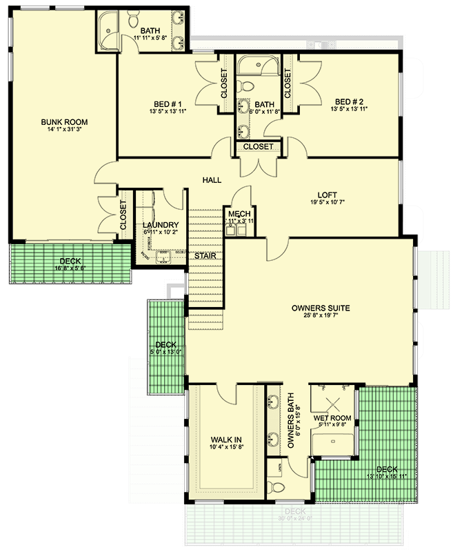 Plan 61759UT: Contemporary Northwest House Plan with 4 Bedrooms and Spacious Rooftop Deck - Floor Plan - Image #33 - Contemporary, Modern, Northwest