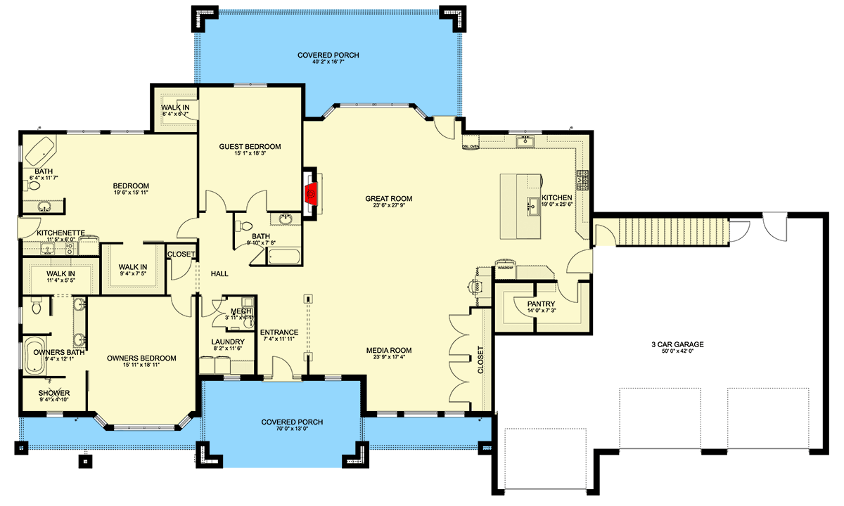 Plan 61760UT: Craftsman Modern Farmhouse House Plan with 3 Bedrooms and Bonus Room - Floor Plan - Image #28 - Craftsman, Modern Farmhouse, Traditional