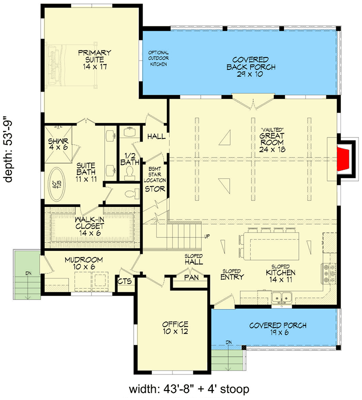 Plan 680693VR: Modern Farmhouse House Plan with 3 Bedrooms and Vaulted Great Room - Floor Plan - Image #8 - Farmhouse