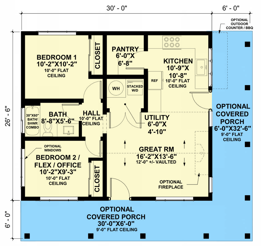 Plan 420196WNT: Cozy Country Cabin ADU House Plan with 780 Square Feet - Floor Plan - Image #6 - Cabin, Cottage, Country