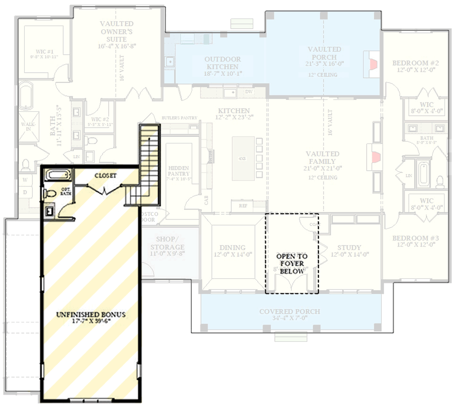 Plan 46541LA: Modern Farmhouse House Plan with 3 Bedrooms and 3-Car Garage - Floor Plan - Image #6 - Country, Farmhouse, Modern Farmhouse, New American