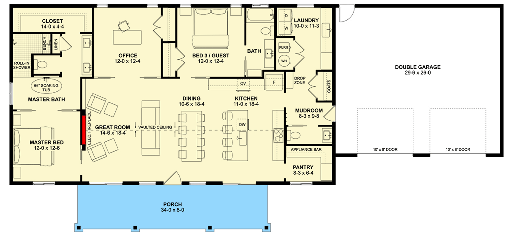 Plan 67854MG: Modern Farmhouse House Plan with 2 Bedrooms and Spacious Front Porch - Floor Plan - Image #37 - Country, Craftsman, Farmhouse, Modern Farmhouse, Ranch
