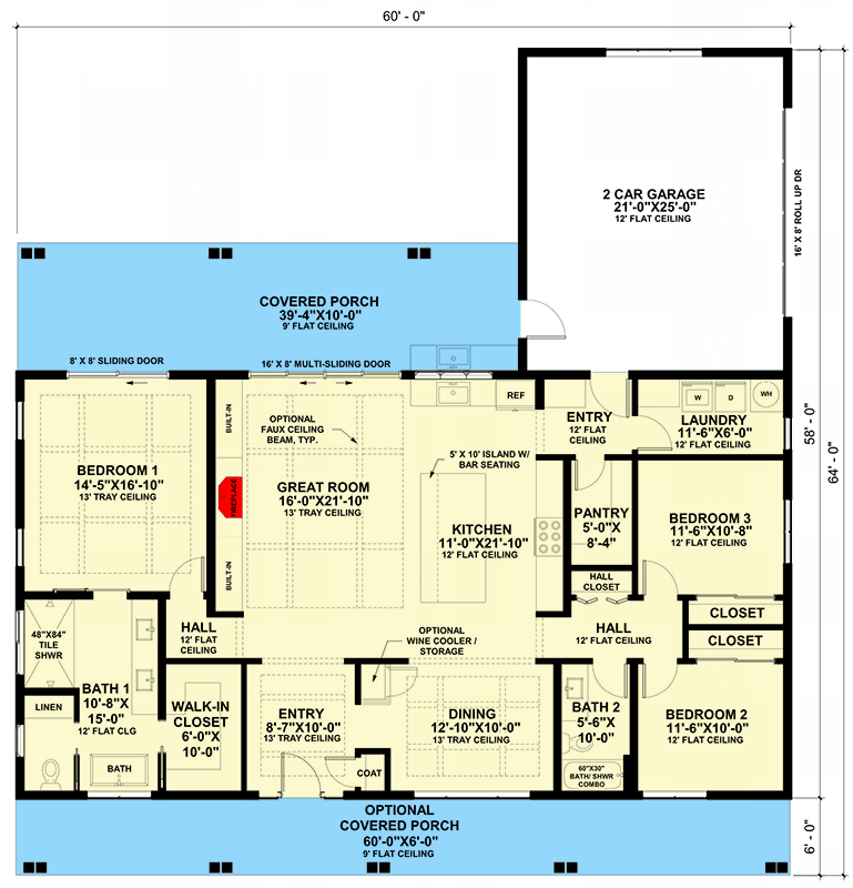 Plan 420198WNT: Modern Farmhouse Barndominium House Plan with Three Bedrooms and Outdoor Kitchen - Floor Plan - Image #7 - Barndominium, Modern Farmhouse