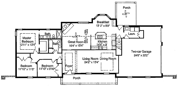 Plan 39137ST: Country Style Ranch - Floor Plan - Main Level - Ranch