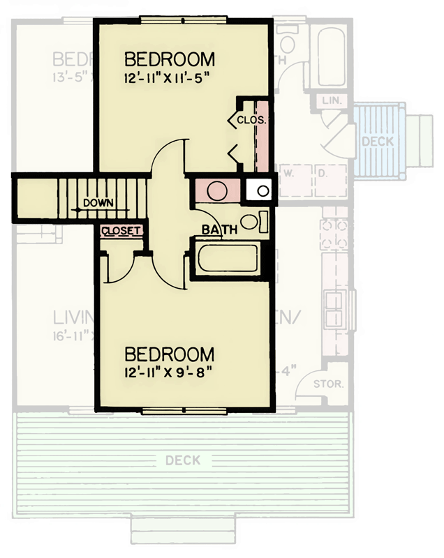 Plan 25976GE: Cottage Cabin House Plan with Three Bedrooms - Floor Plan - 2nd Floor - Cabin, Cottage, Mountain, Vacation