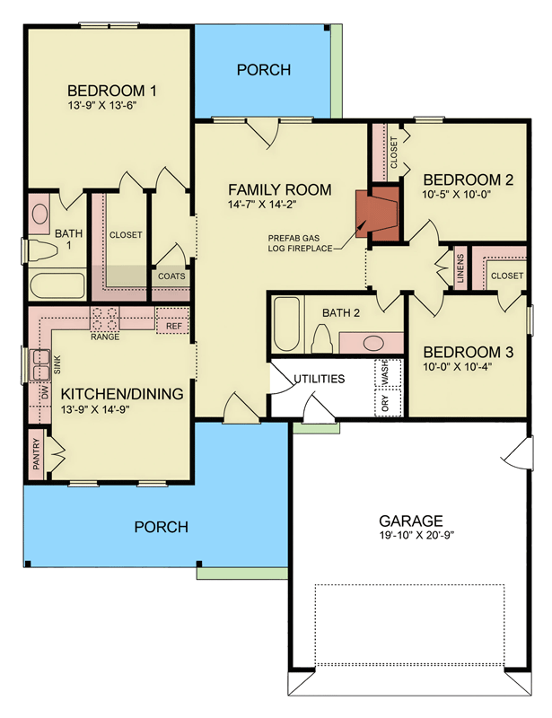 Plan 25980GE: Cottage House Plan with Three Bedrooms and Closed Floor Plan - Floor Plan - Image #7 - Cottage, Traditional