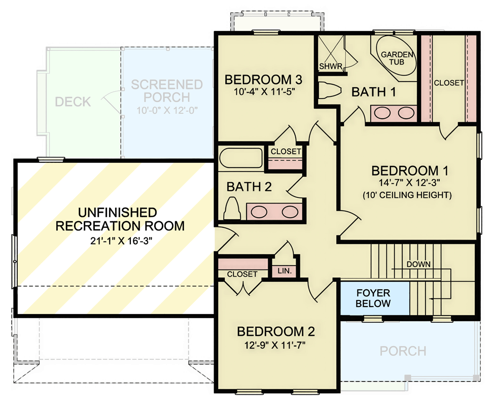 Plan 25986GE: Craftsman House Plan Featuring Three Bedrooms and Main Level Master - Floor Plan - 2nd Level - Country, Craftsman, Traditional