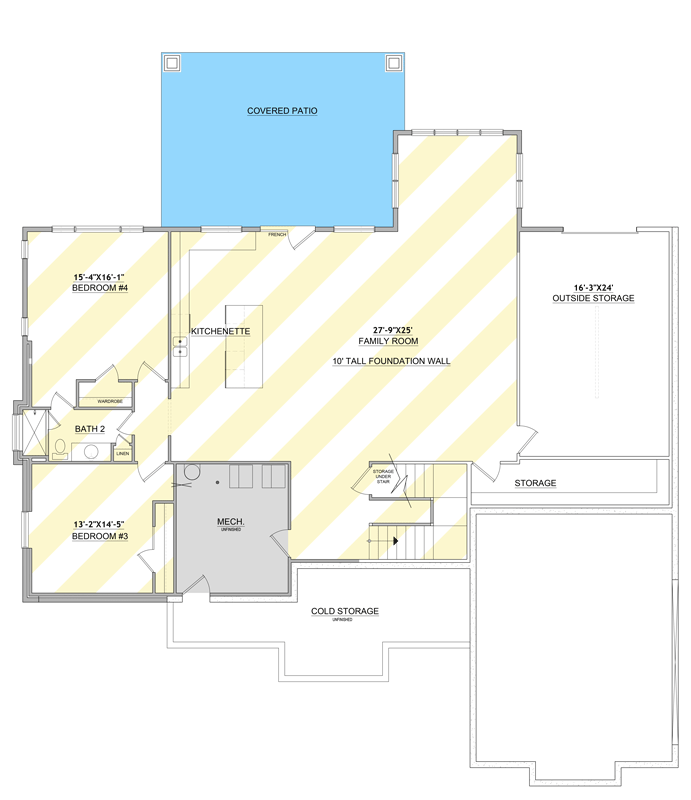 Plan 849113PGE: Modern Farmhouse House Plan with 4 Bedrooms and Spacious Layout - Floor Plan - Lower Level - Farmhouse, Ranch, Traditional