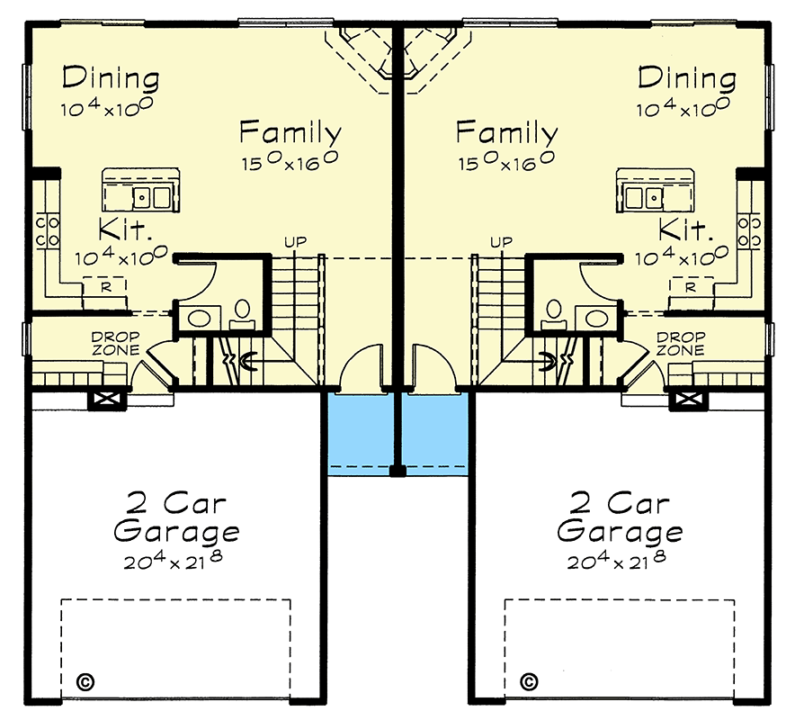 Plan 42771DB: Northwest Traditional Duplex House Plan with Three Bedrooms - Floor Plan - Image #6 - Northwest, Traditional