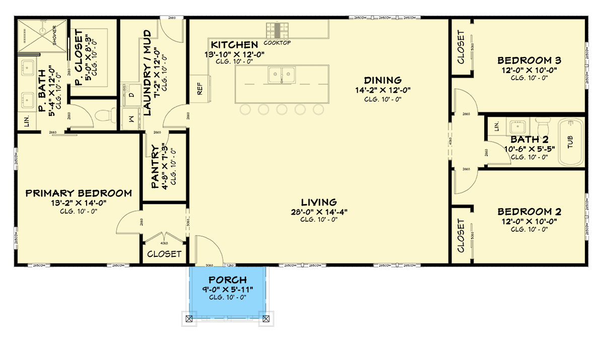 Plan 850043PKE: Barndominium House Plan with Three Bedrooms and Open Layout - Floor Plan - Image #8 - Barndominium, Farmhouse