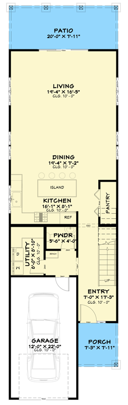 Plan 850045PKE: Modern Farmhouse House Plan with 3 Bedrooms and 1-Car Garage - Floor Plan - Main Level - Farmhouse, Modern Farmhouse