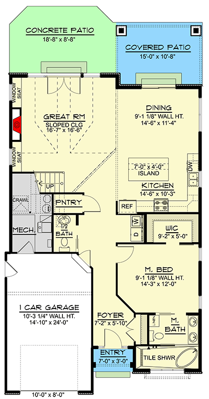 Plan 135447GRA: Craftsman New American House Plan with Main Level Primary Suite - Floor Plan - Image #16 - Craftsman, New American, Vacation
