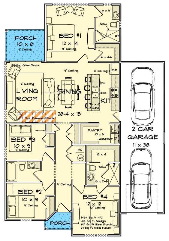 Plan 52570WM: Modern House Plan with 4 Bedrooms and Attached Tandem Garage - Floor Plan - Image #21 - Modern, Ranch