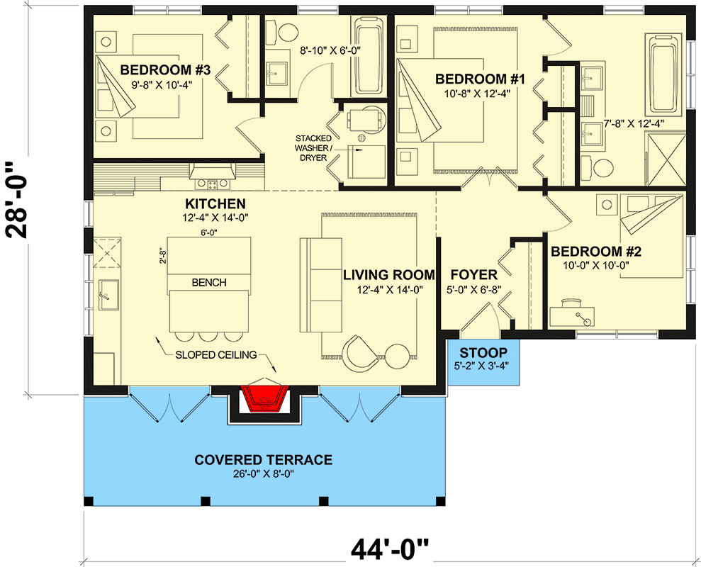Plan 22754DR: Modern Rustic House Plan Featuring Two Bedrooms and Contemporary Design - Floor Plan - Image #8 - Contemporary, Modern, Rustic