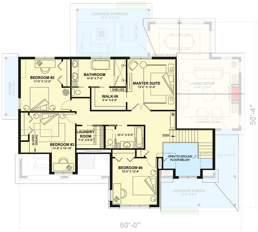 Plan 22755DR: Modern Farmhouse House Plan with 4 Bedrooms and 2,780 Square Feet - Floor Plan - Image #4 - Farmhouse, Modern Farmhouse, New American