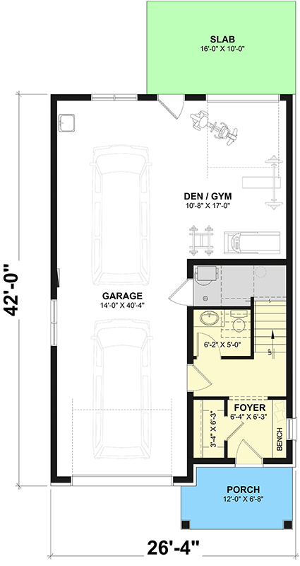 Plan 22757DR: Two Bedroom Country House Plan Featuring a Two Car Garage - Floor Plan - Image #3 - Country, Traditional