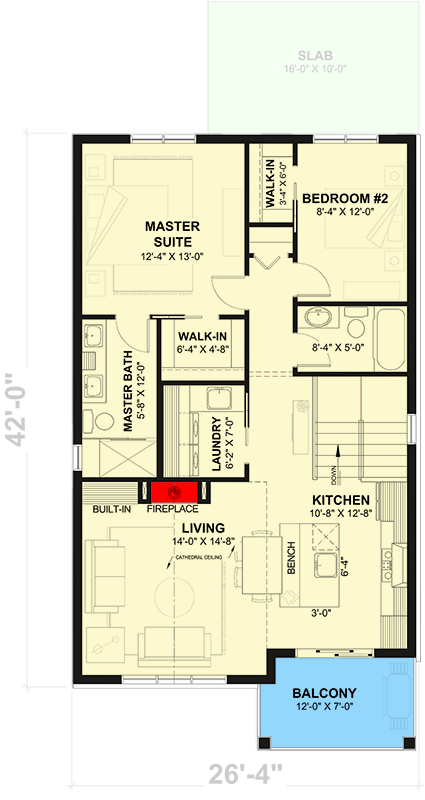 Plan 22757DR: Two Bedroom Country House Plan Featuring a Two Car Garage - Floor Plan - Image #4 - Country, Traditional