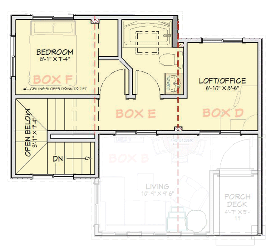 Plan 431006BOX: Boxes-Built Modern Tiny House Plan with Two Bedrooms and Loft - Floor Plan - 2nd Level - Contemporary, Modern, Mountain, Transitional, Vacation