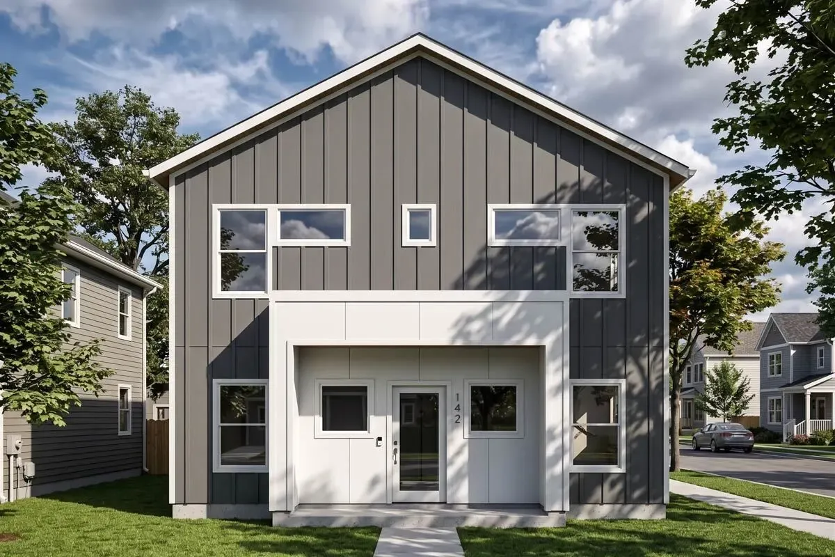 Traditional Triplex House Plan Featuring Three Modern Two-Bedroom Units