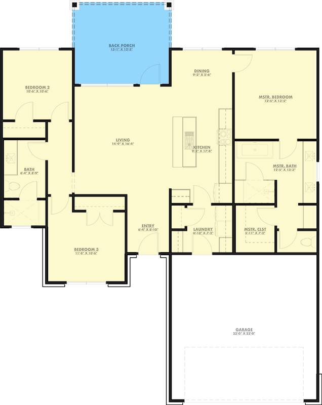 Plan 150033HRP: Mountain Ranch House Plan with 3 Bedrooms and 2 Baths - Floor Plan - Image #8 - Craftsman, Mountain, New American, Ranch