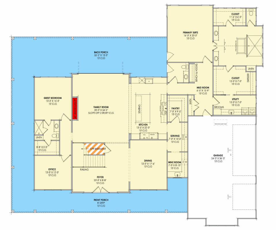 Plan 818212JSS: Spacious Modern Farmhouse House Plan with Five Bedrooms and Wraparound Porch - Floor Plan - Main Level - Country, Craftsman, Farmhouse, Modern Farmhouse