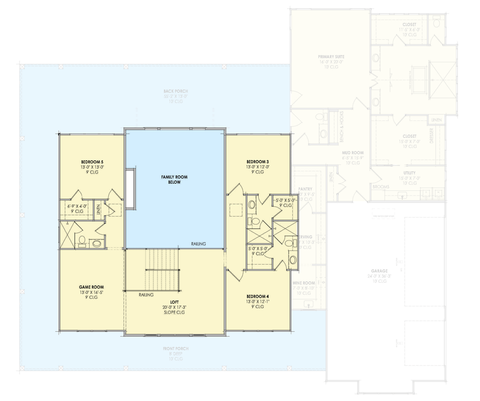 Plan 818212JSS: Spacious Modern Farmhouse House Plan with Five Bedrooms and Wraparound Porch - Floor Plan - 2nd Level - Country, Craftsman, Farmhouse, Modern Farmhouse