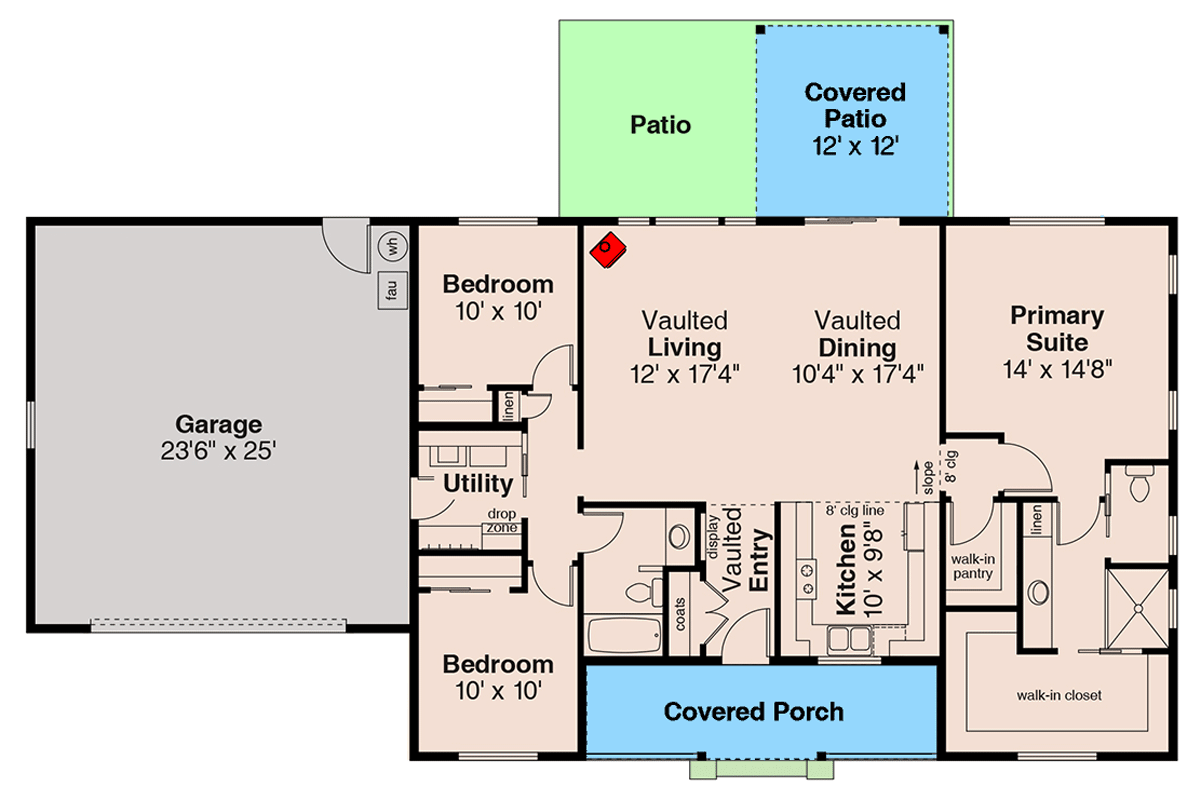 Plan 720190DA: Three Bedroom Farmhouse House Plan with Split Bedroom Layout - Floor Plan - Image #6 - Country, Craftsman, Farmhouse, Ranch
