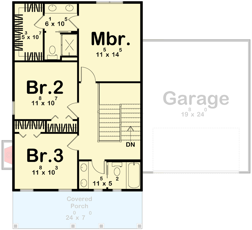 Plan 623658DJ: Two-Story Farmhouse House Plan with Three Bedrooms and Two-Car Garage - Floor Plan - Image #16 - Country, Farmhouse, Traditional
