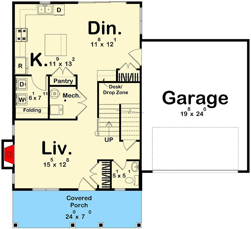Plan 623658DJ: Two-Story Farmhouse House Plan with Three Bedrooms and Two-Car Garage - Floor Plan - Image #15 - Country, Farmhouse, Traditional