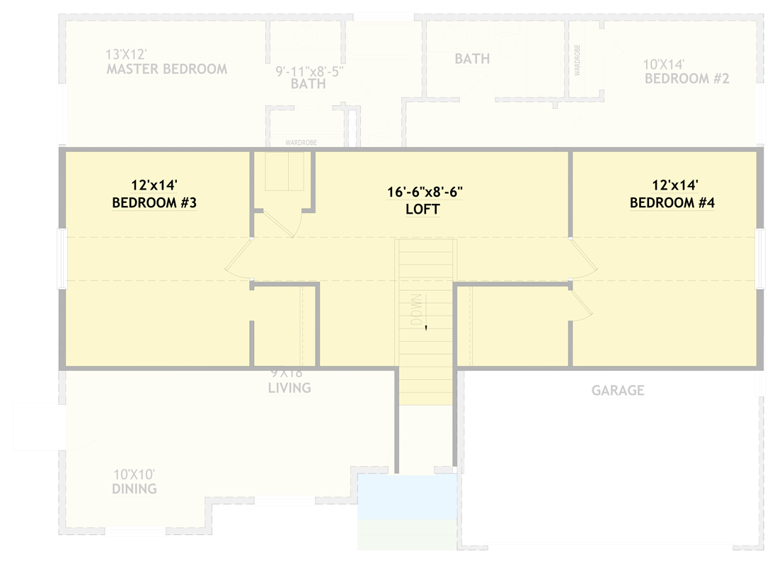 Plan 849114PGE: Traditional Ranch House Plan with 4 Bedrooms and Two-Car Garage - Floor Plan - 2nd Level - Ranch, Traditional