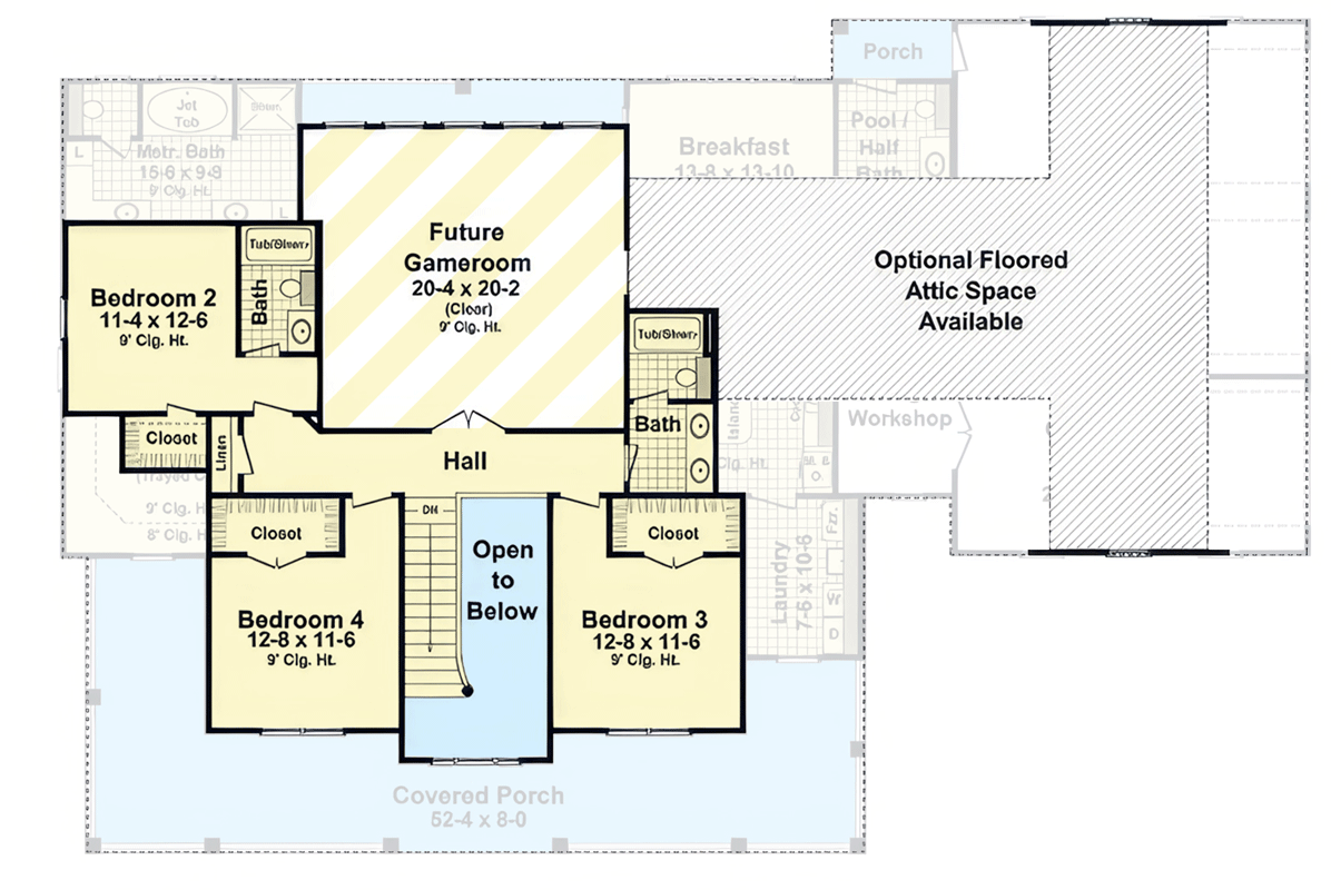Plan 51392MM: Modern Farmhouse House Plan with Four Bedrooms and Wraparound Porch - Floor Plan - 2nd Level - Country, Farmhouse, Modern Farmhouse, Traditional
