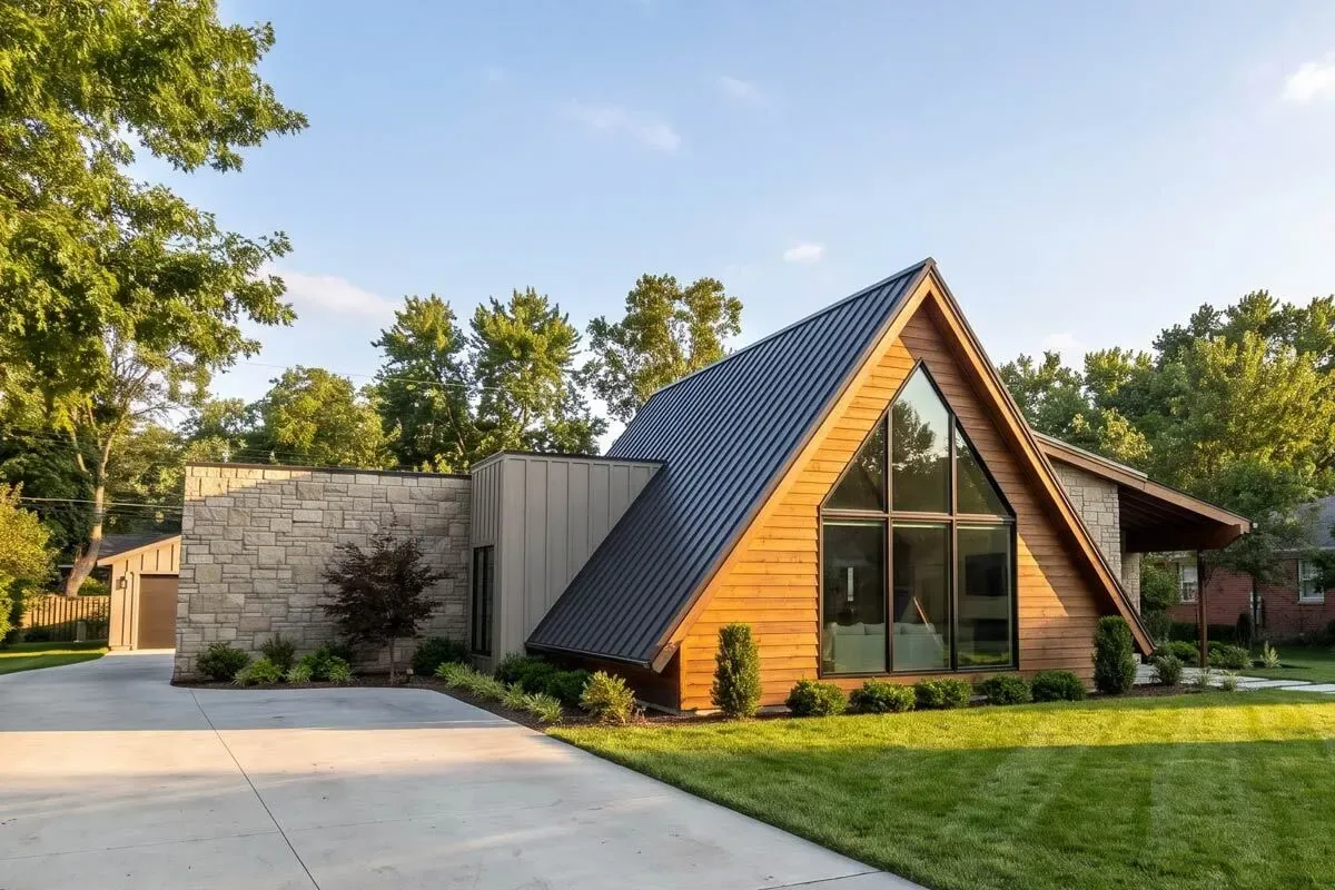 Modern A-Frame House Plan with 3 Bedrooms and Attached Garage