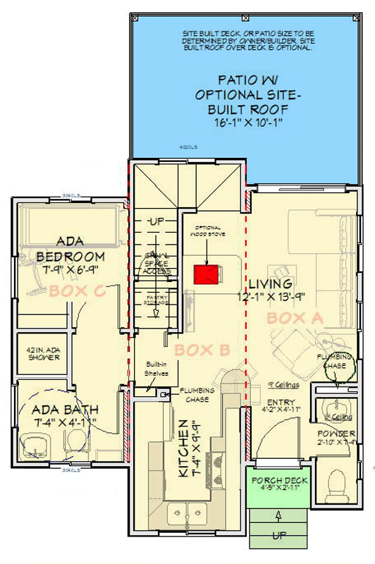 Plan 431007BOX: Box Built 3-Bed Modern Tiny Home Plan - 850 Sq Ft - Floor Plan - Main Level - Contemporary, Modern, Mountain, Transitional, Vacation