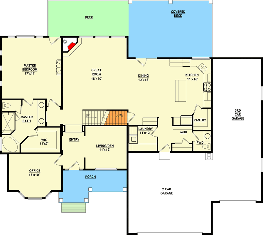 Plan 849119PGE: European Style House Plan with Three Car Garage and Five Bedrooms - Floor Plan - Image #3 - European, New American, Traditional