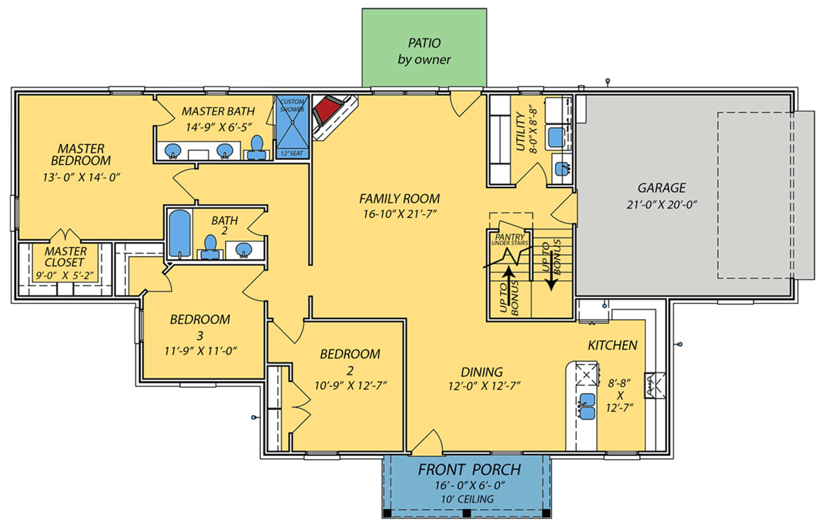 Plan 83972JW: Acadian Style House Plan with 4 Bedrooms and Optionally Finished Bonus Room - Floor Plan - Image #6 - Acadian, Traditional