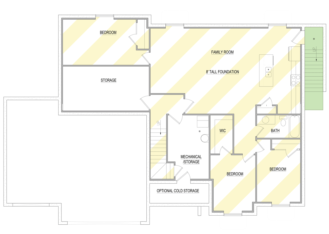 Plan 849123PGE: Craftsman Ranch House Plan with Three-Car Garage and Flexible Bedrooms - Floor Plan - Optionally Finished Basement - Craftsman, Ranch